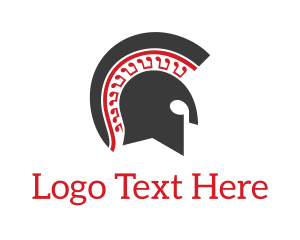 Greek - Red & Grey Spartan Helmet logo design