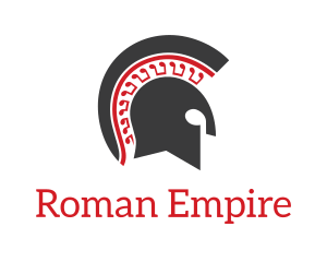 Roman - Red & Grey Spartan Helmet logo design