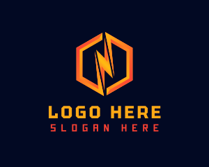 Power - Hexagon Lightning Bolt logo design