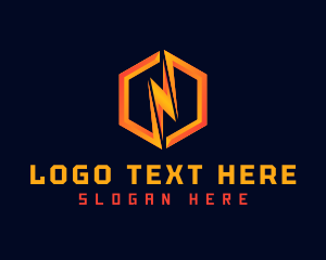 Power On - Hexagon Lightning Bolt logo design