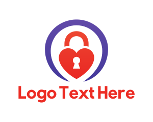 Heart Keyhole Padlock logo design