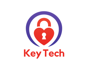 Heart Keyhole Padlock logo design