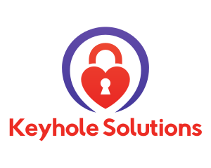 Keyhole - Heart Keyhole Padlock logo design