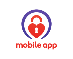 Dating App - Heart Keyhole Padlock logo design