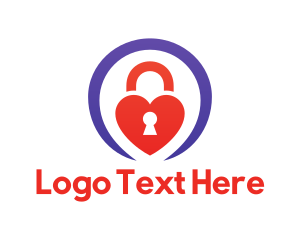 Security - Heart Keyhole Padlock logo design