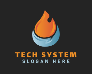 Fire - Hot Cold Droplet HVAC logo design