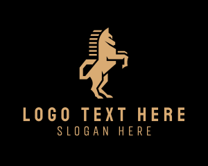 Equestrian - Deluxe Golden Horse logo design