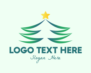 Pine Tree - Star Christmas Tree logo design