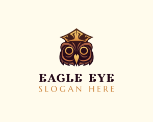 Owl Bird Crown logo design