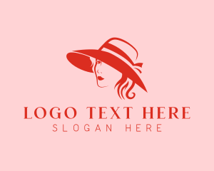 Lipstick - Woman Hat Fashion Beauty logo design