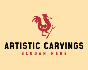 Roast Chicken Carving Fork logo design