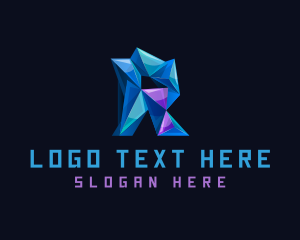 Gem - 3D Crystal Letter R logo design