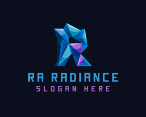 3D Crystal Letter R logo design