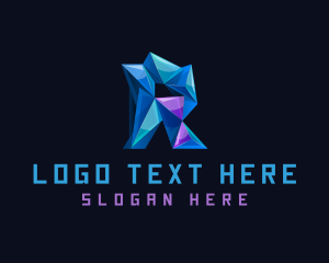 Geometric - 3D Crystal Letter R logo design