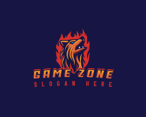 Flame Fire Wolf logo design