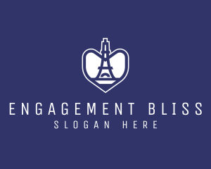 Engagement - Eiffel Tower Heart logo design