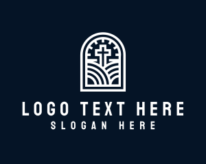 Theology - Church Crucifix Shrine logo design