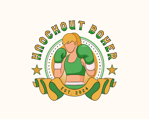 Boxer - Female Boxer Gym logo design