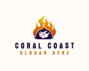 Flame Roast Chicken logo design