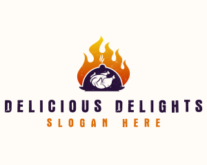 Flame Roast Chicken logo design