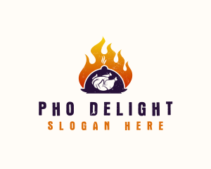 Flame Roast Chicken logo design