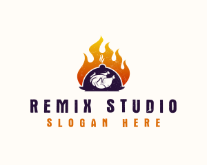 Flame Roast Chicken logo design