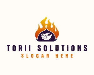 Flame Roast Chicken logo design