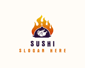 Flame Roast Chicken logo design