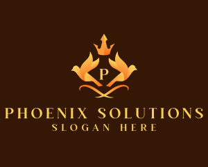 Phoenix - Crown Bird Phoenix logo design