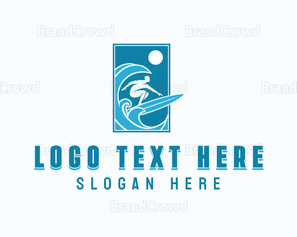 Ocean Wave Surfing Logo