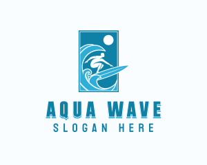 Ocean Wave Surfing logo design