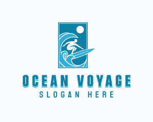 Ocean Wave Surfing logo design