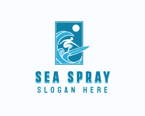 Ocean Wave Surfing logo design