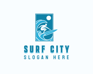 Ocean Wave Surfing logo design