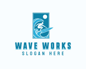 Ocean Wave Surfing logo design