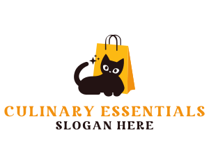 Cat Shopping Bag logo design