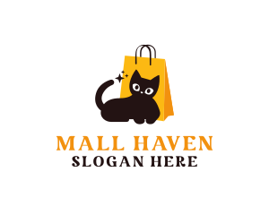 Cat Shopping Bag logo design