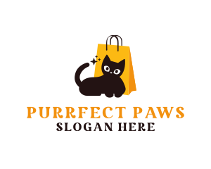 Cat Shopping Bag logo design