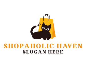 Shopping - Cat Shopping Bag logo design