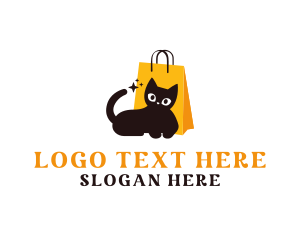 Online - Cat Shopping Bag logo design