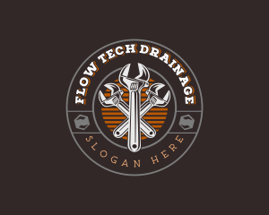 Drainage - Wrench Plumbing Tools logo design