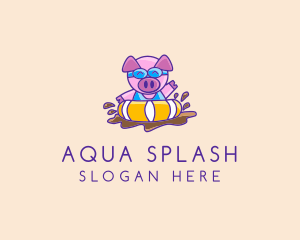 Swimming - Swimming Mud Pig logo design