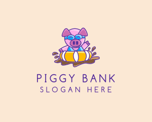 Pig - Swimming Mud Pig logo design