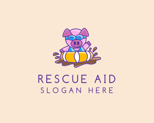Rescue - Swimming Mud Pig logo design