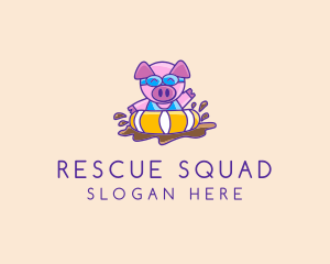 Rescue - Swimming Mud Pig logo design