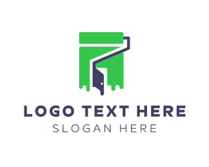 Digital Art - House Construction Paint Roller logo design