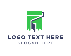 Paint Shop - House Construction Paint Roller logo design