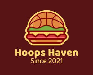 Hoops - Basketball Burger Restaurant logo design