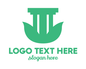 Column - Eco Leaf Pillar logo design