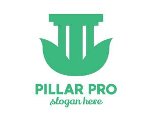 Eco Leaf Pillar logo design